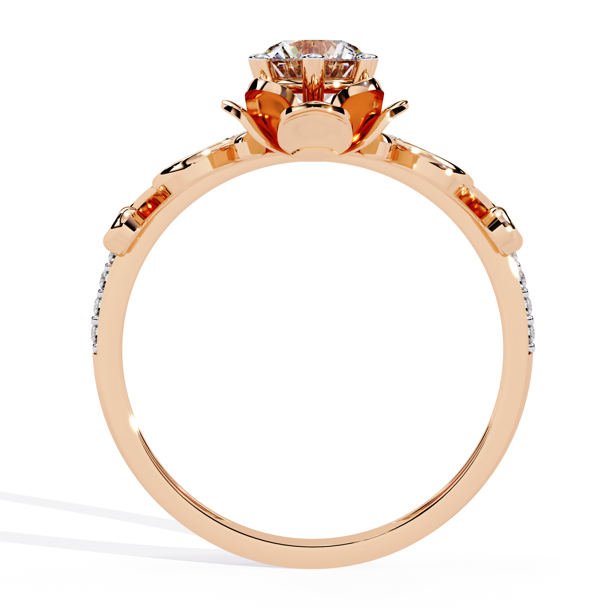 Solitairekart -0.56 CT Lab Grown Diamond Floral Crown Ring